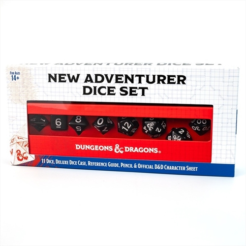 DnD New Adventurer Set - Black Dice set - Rollespilsterninger - Sirius Dice